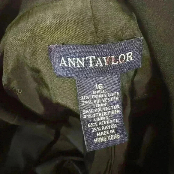 Ann Taylor black blazer with black white piping detail trim at the hem size 16 - Picture 7 of 7